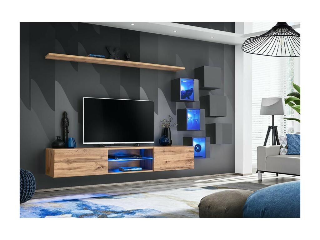 Lumenao 260cm TV Unit Set, Natural/Grey VBRX84208
