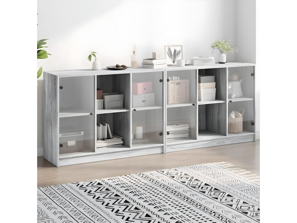 Lumenao grey bookcase with doors 204x37x75 cm AYXT62004