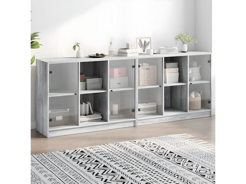 Lumenao grey bookcase with doors 204x37x75 cm AYXT62004