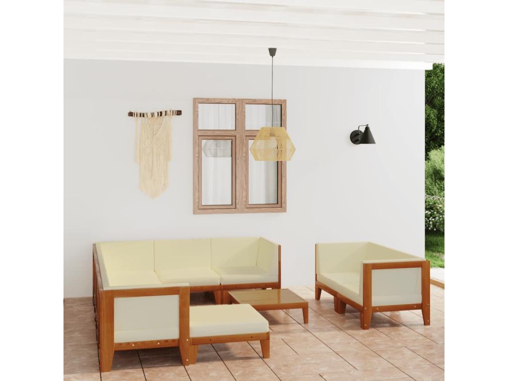 10-piece garden furniture set with cushions, solid Lumenao wood, TRUP31968
