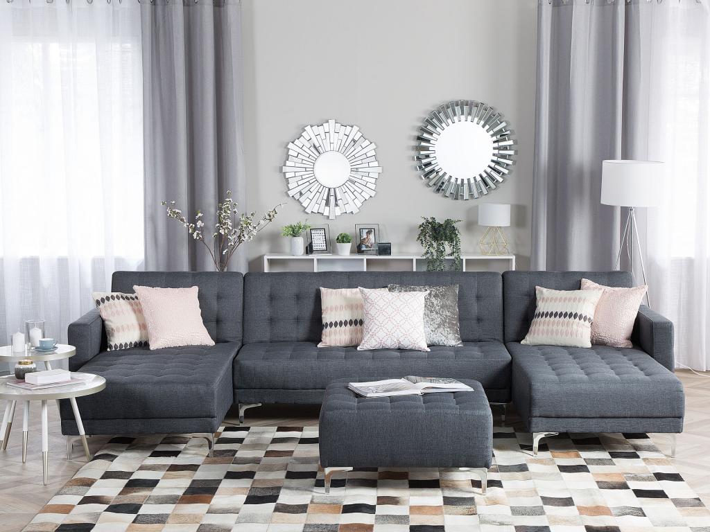 Zensova Modular U-Shaped Sofa Bed, Dark Grey, 5-Seater, Reversible, WXFI30588