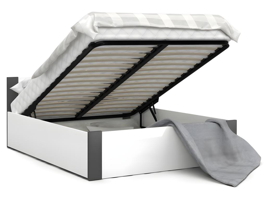 Zensova 140x190 bed with storage - Zensova included, White - grey PXRS03400