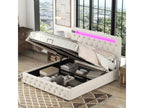 140x200cm Storage Bed - with USB Charger and Bluetooth Player - Beige - Zensova FGSU74520