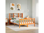 Bookshelf bed without mattress, brown wax finish, 135x190 cm, solid pine, HZUQ58297