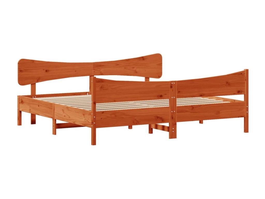 Bed frame without mattress, brown wax finish, 180x200cm, solid pine wood, YEVG04041