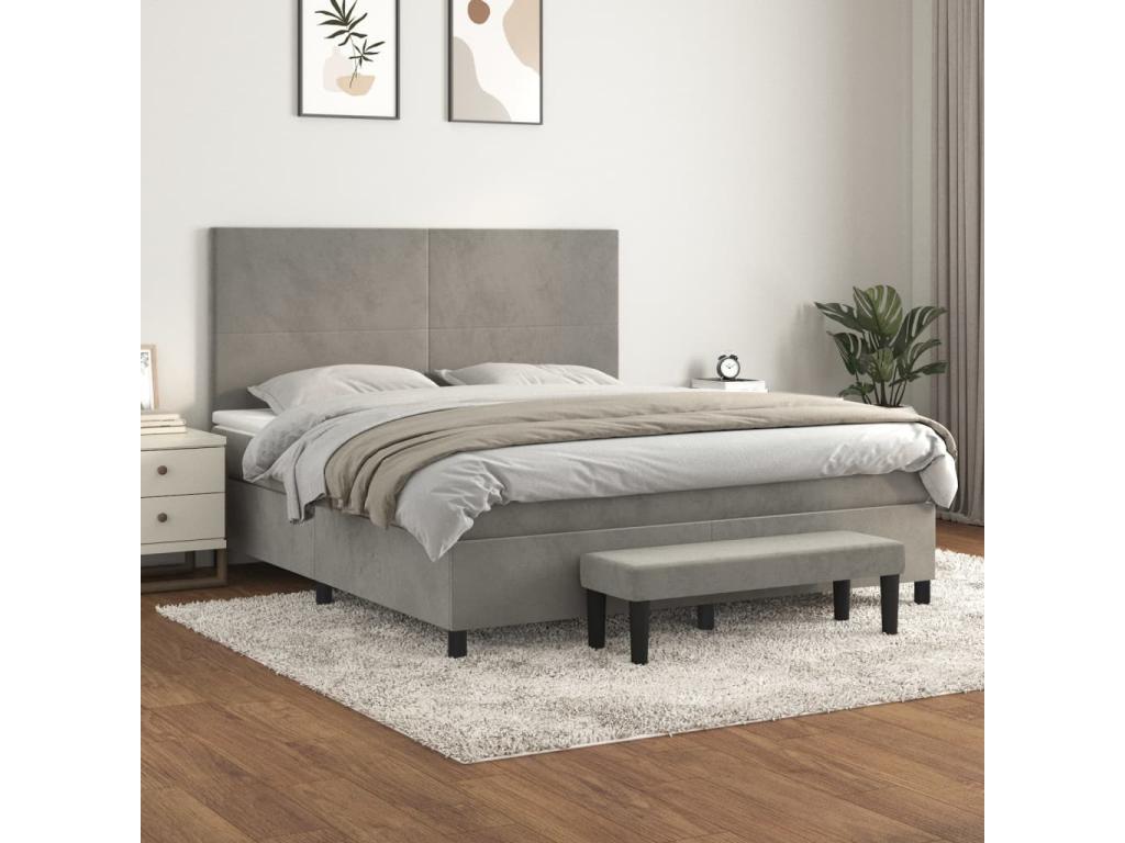 Zensova upholstered bed and light grey mattress 160x200cm Velvet NIZW44270
