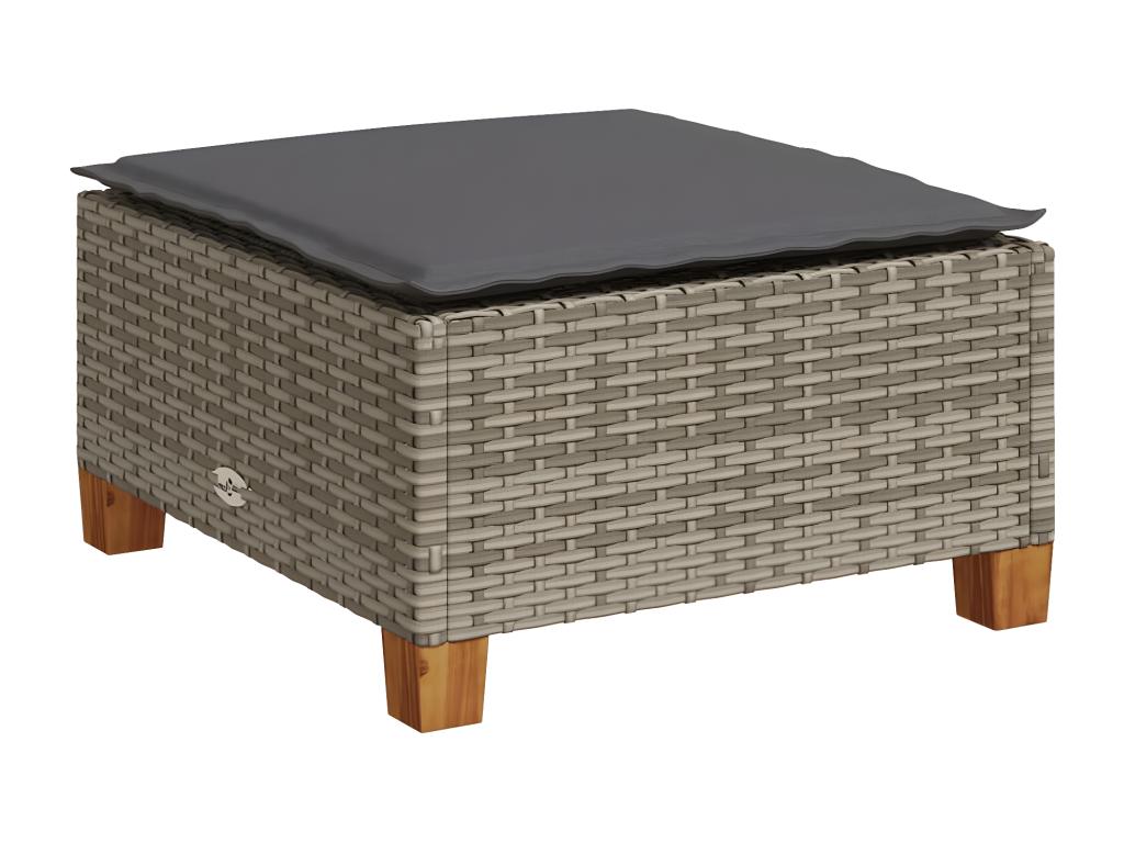 7-piece garden furniture set with cushions, grey woven resin XIWL71651