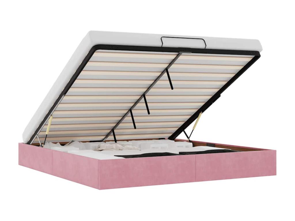 Zensova bed frame without mattress, pink, 160x200 cm, velvet, FXDZ03316