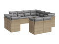 11-piece garden furniture set with beige cushions, woven resin ZKWY56900