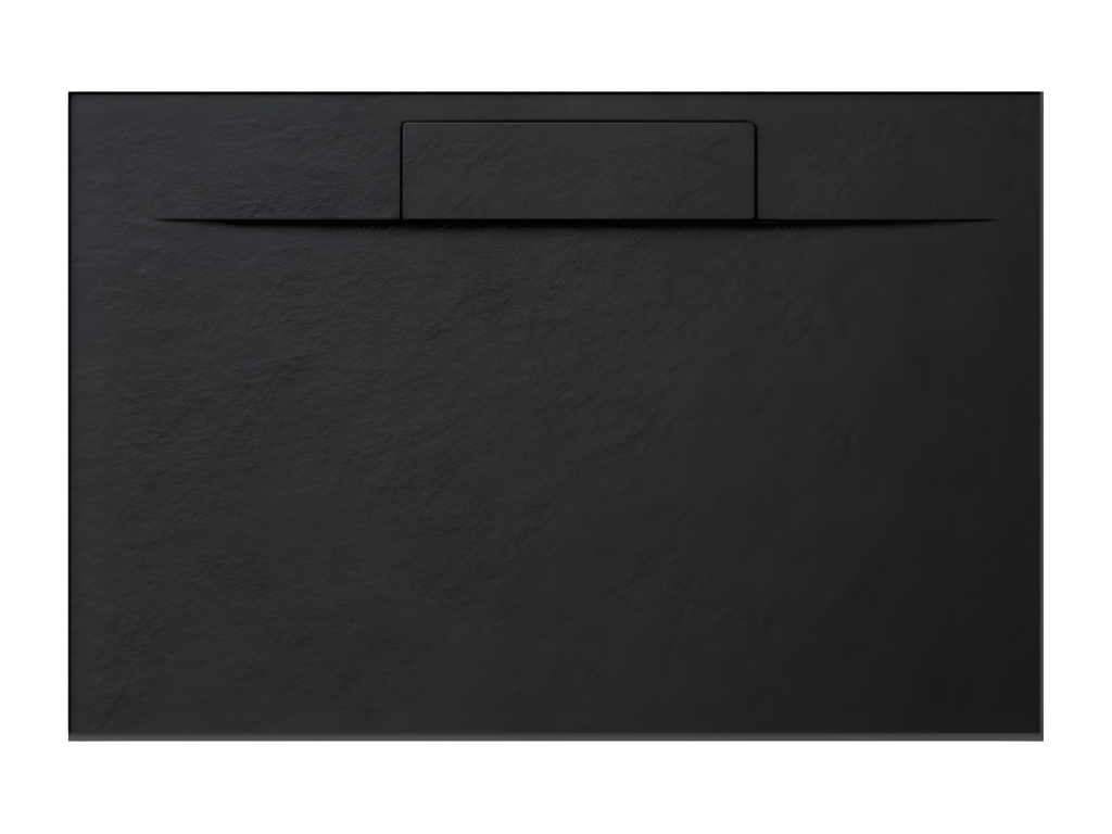 Lumenao 190x95 cm black shower tray in resin and marble powder with side grate in marble resin ICBA51240