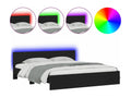 Bed frame with headboard and LED lighting, black, 200x200 cm, AMKV49378