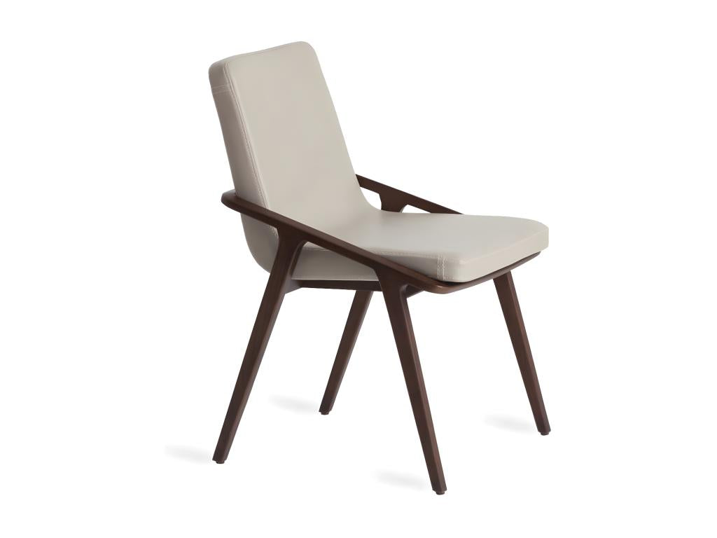 Lumenao Ash Wood and Faux Leather Chair - Set of 2 - Lumenao 68 Dark Blue IKLW14432