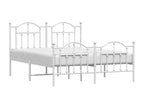 Metal bed frame with headboard and footboard, white, 140x190 cm, NRBN90875