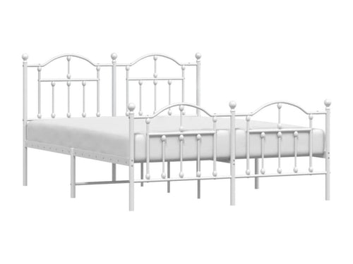 Metal bed frame with headboard and footboard, white, 140x190 cm, NRBN90875