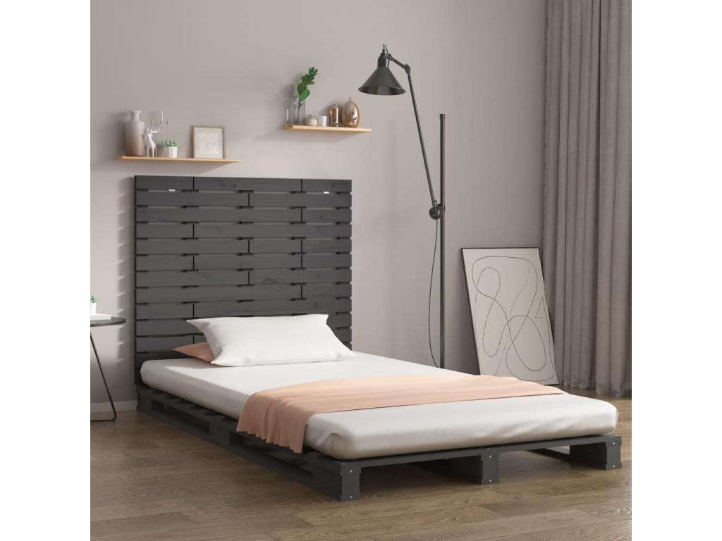 Wall-mounted headboard, grey, 96x3x91.5 cm, solid pine wood, LKLR00331