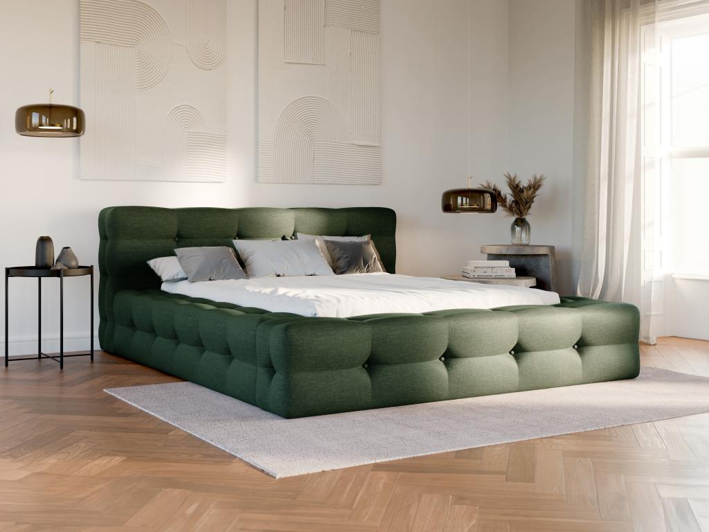 Upholstered bed 140x190 cm - Zensova mottled - Fir green - Zensova QLQK62230