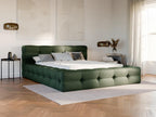Upholstered bed 140x190 cm - Zensova mottled - Fir green - Zensova QLQK62230