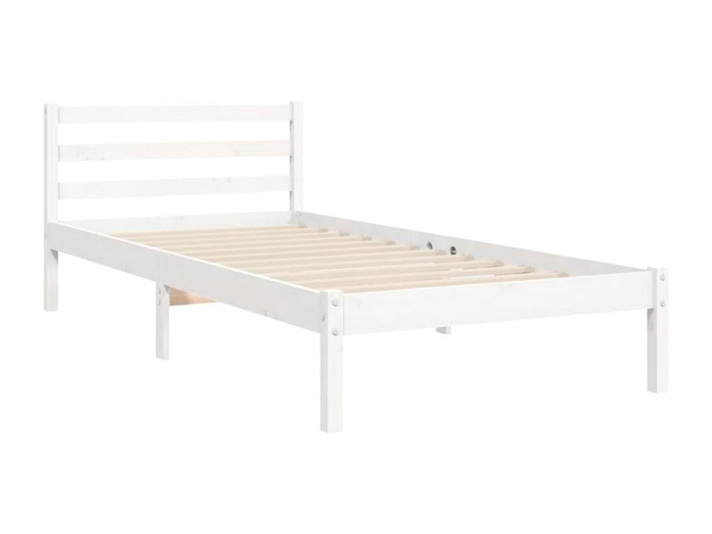 White bed frame and headboard 100x200 cm solid wood PQGP22415