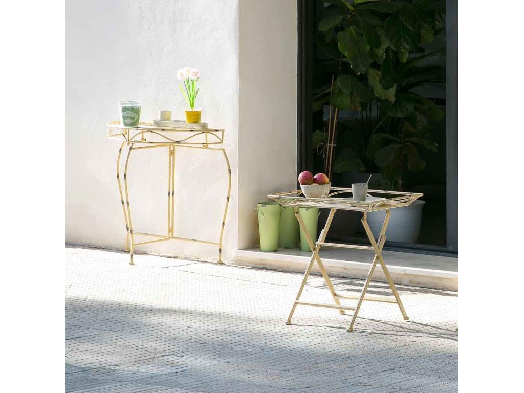 Yellow metal side table 60x40x58h JWAY97420