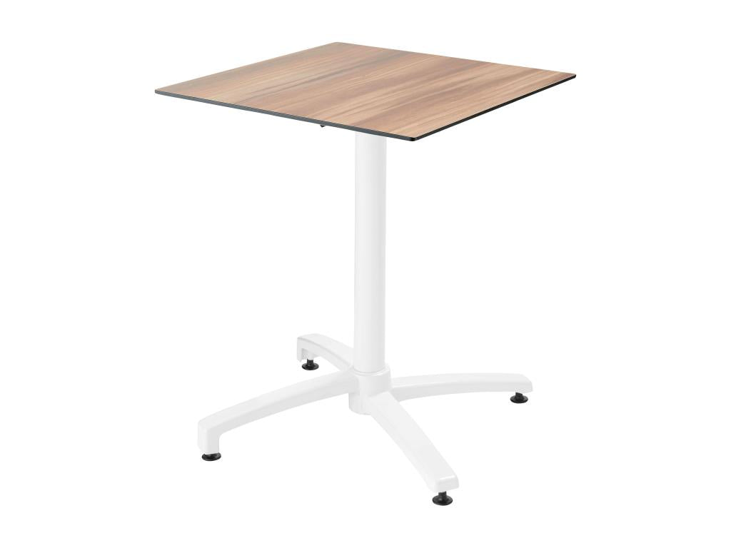 Dark oak table and 4 white metal chairs set (60cm) OIUH96632