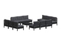 13-piece garden furniture set with cushions, anthracite pine wood DGMP39127