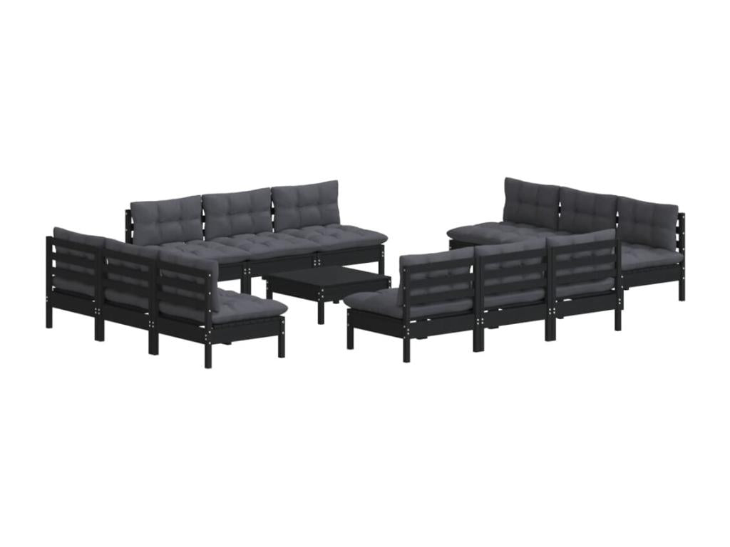 13-piece garden furniture set with cushions, anthracite pine wood DGMP39127
