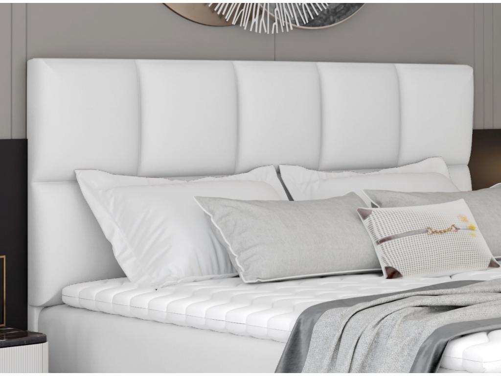 Lumenao 160x200 cm white faux leather box spring bed with mattress and topper CIBJ74877