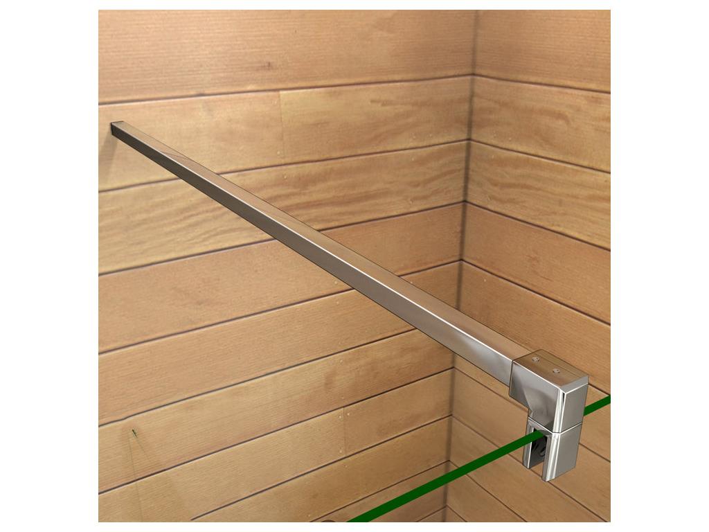 Walk-in shower screen 40 x 200 cm with pivoting return panel - 8 mm tempered glass - With 90 cm square support bar JPFX99448