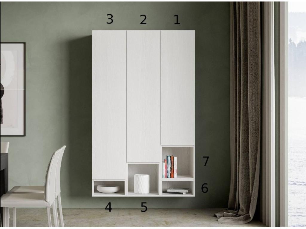 Lumenao modular wall-mounted wardrobe, white - 7 pieces LBCX58068