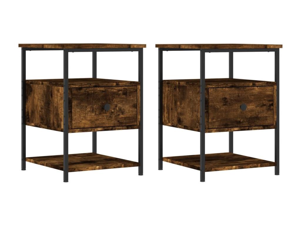 2-piece bedside tables in smoked oak, 40x42x56 cm, Zensovaingénierie BGKU80192
