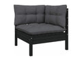 8-piece garden furniture set with cushions, black, solid pine wood, TQXV94444