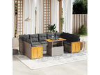 10-piece garden furniture set with cushions, grey woven resin FESW53380