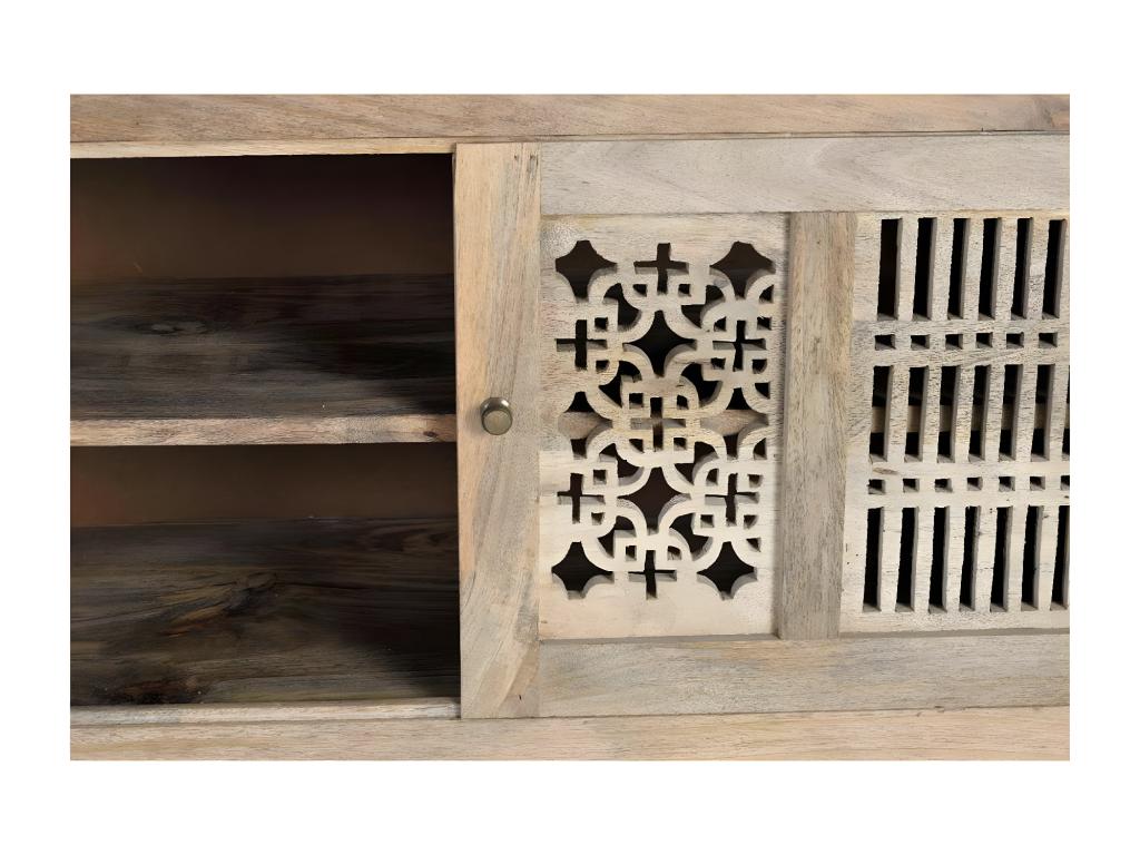 Zensova TV stand in mango wood with natural-colored metal legs. 65x40x160 LOIW77708