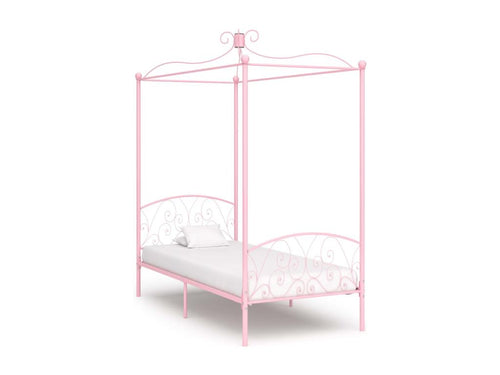 Pink metal canopy bed frame (no mattress) 100x200 cm YJXO93350