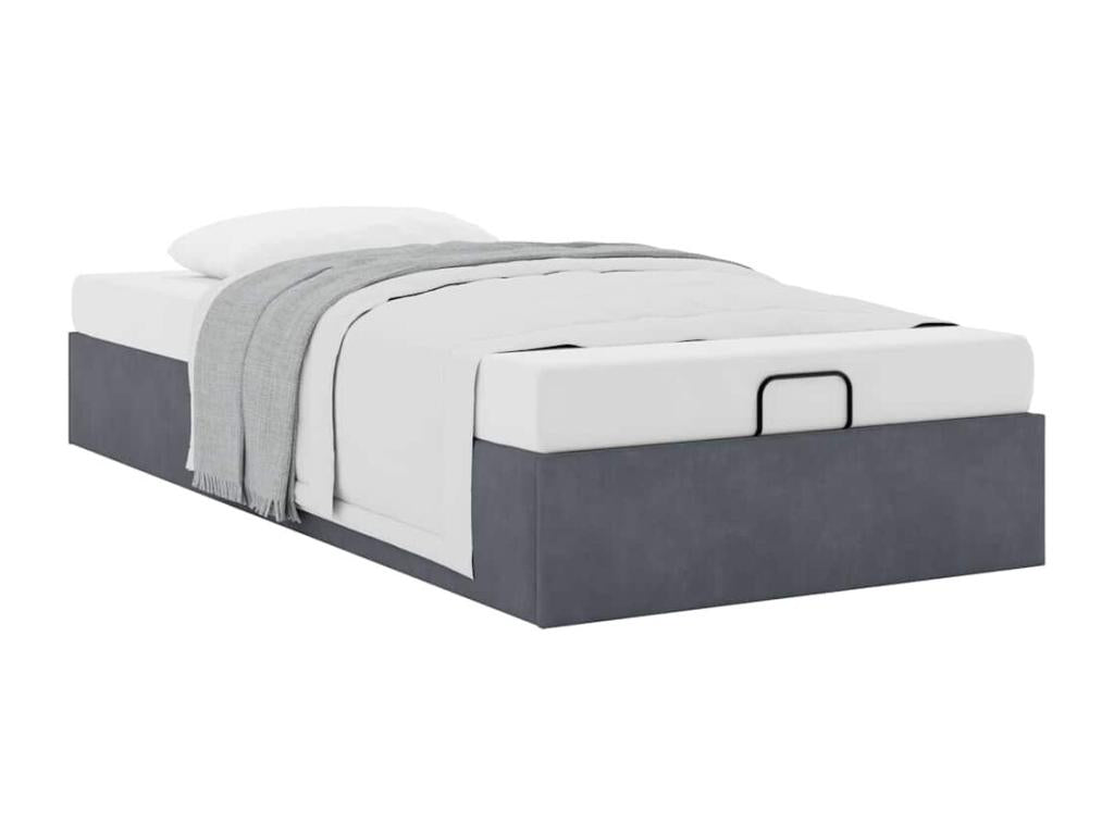 Lumenao bed frame without mattress, dark grey, 90x200 cm, velvet, DNHH14814