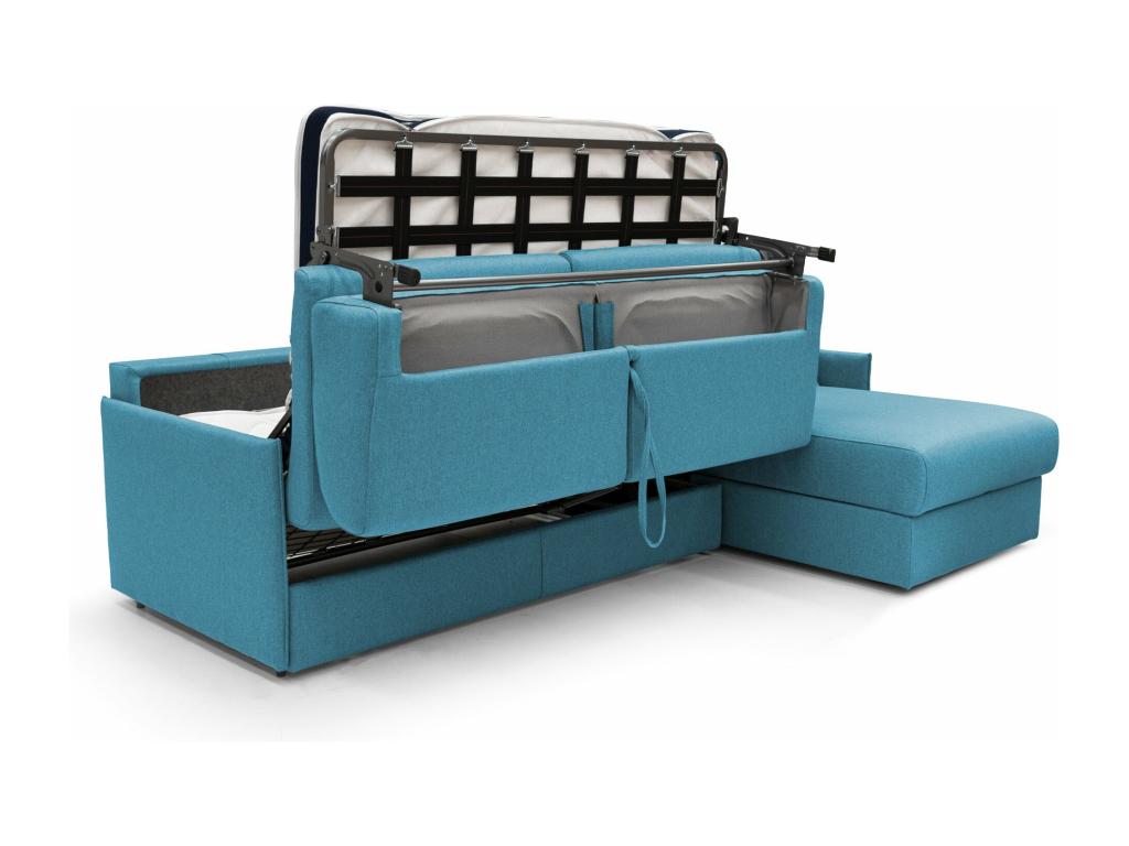 Lumenao Convertible Corner Sofa in Waterproof Fabric T02 272 cm Right-Hand Facing Matte Finish - 160x197 Sky Blue LFQS29468