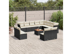13-piece garden furniture set with cushions, black woven resin XKRA37702