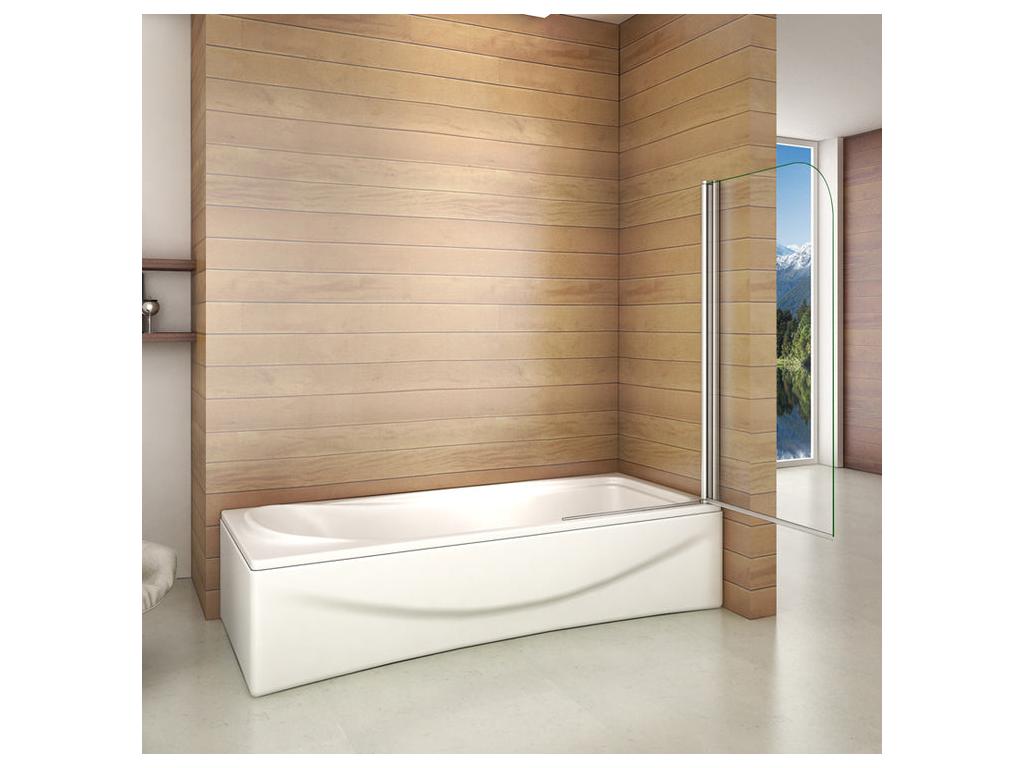 Bath screen 70x130cm in 5mm anti-limescale glass, 180° pivoting bath wall, 130cm high, VYKA05513