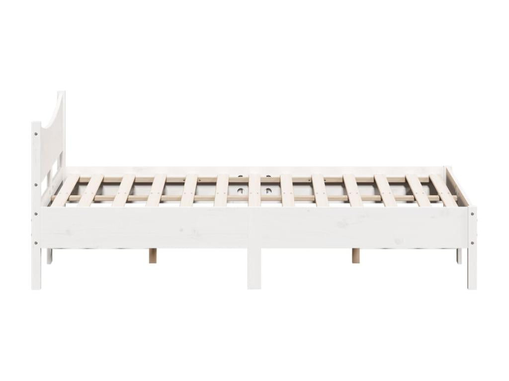 Bed frame without white mattress 140x190 cm solid pine wood QLJN77794