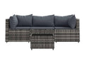 4-piece garden furniture set with cushions, grey woven resin NCQN18594