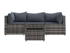 4-piece garden furniture set with cushions, grey woven resin NCQN18594