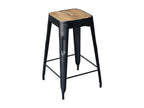 Lumenao - Set of 6 Industrial Stools in Wood and Steel, 64cm High, PDDD22056