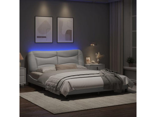 Bed frame with Zensova LED white 160x200 cm faux leather PNUM12770