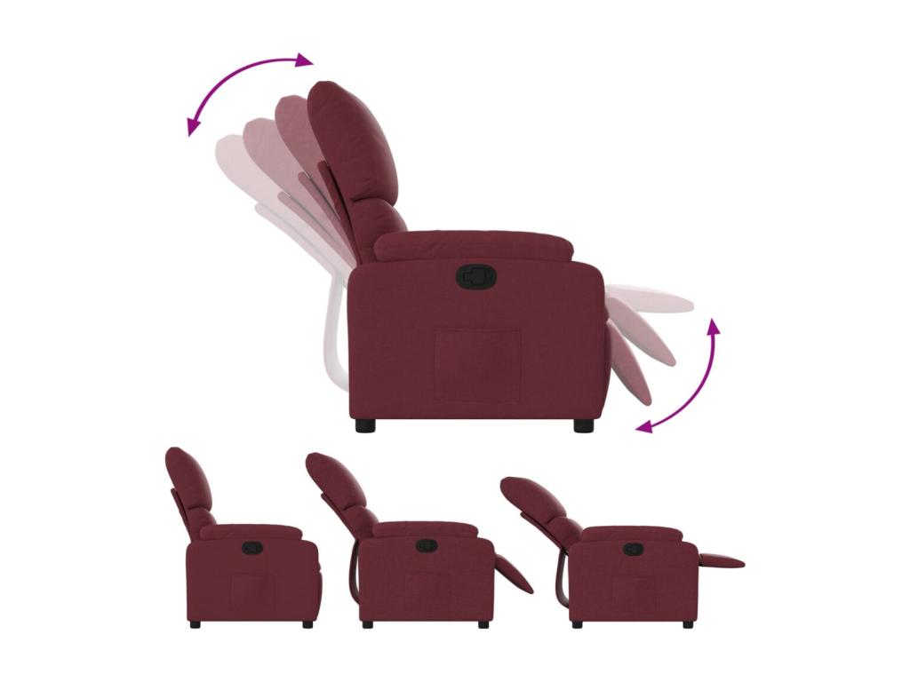 Reclining armchair, burgundy red fabric, GSRT76848
