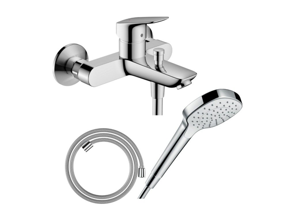 Zensova Logis Flexible Designflex Mechanical Bath Shower Mixer Pack with Zensova White/Chrome Shower Head QUDU70397