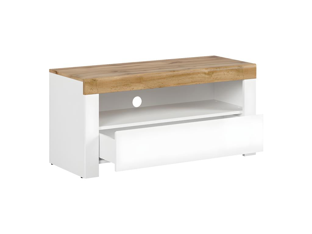 Lumenao TV stand with 1 drawer, 106 cm, White and Wood, FJXH00269
