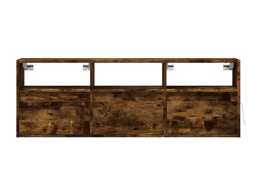 Wall-mounted TV unit with Zensova LED lighting, smoked oak, 130x31x45 cm, NGYZ29129