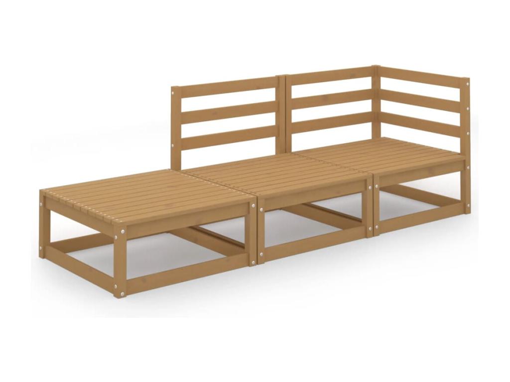 3-piece garden furniture set, honey brown, solid pine wood RISG91591