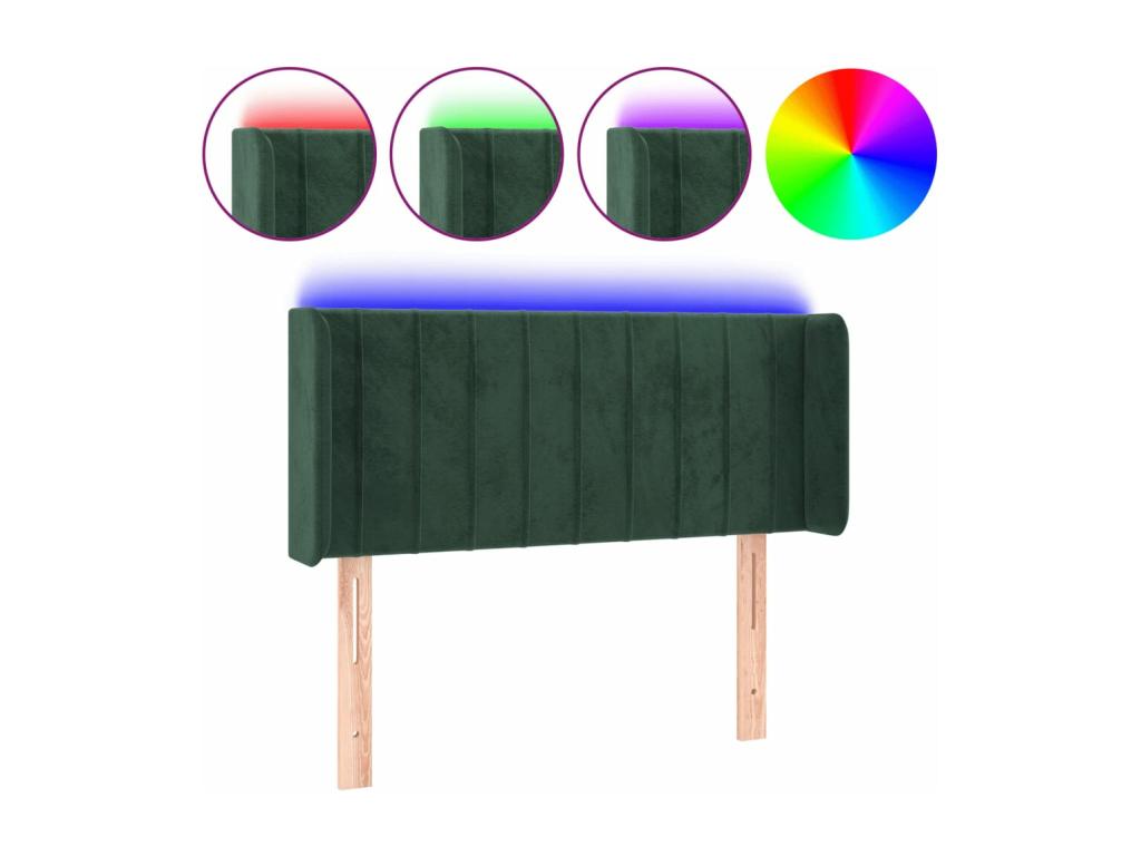 Dark Green LED Headboard 103x16x78/88 cm Velvet AQDP11919
