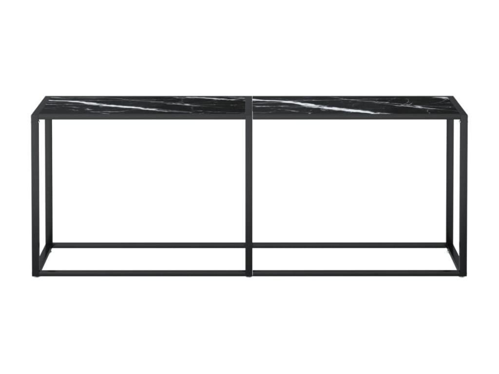 Console table, black marble, 200x35x75.5 cm, tempered glass, SWQD88274